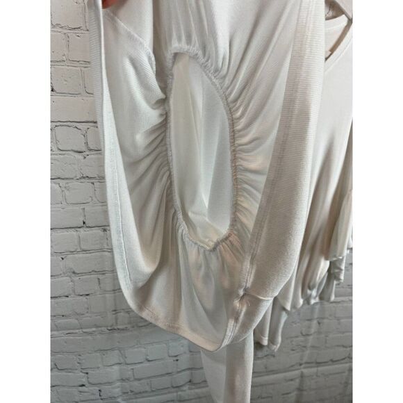 AKEMI + KIN ANTHROPOLOGIE oversized white knit short frill top blouse XS/S - Picture 7 of 7